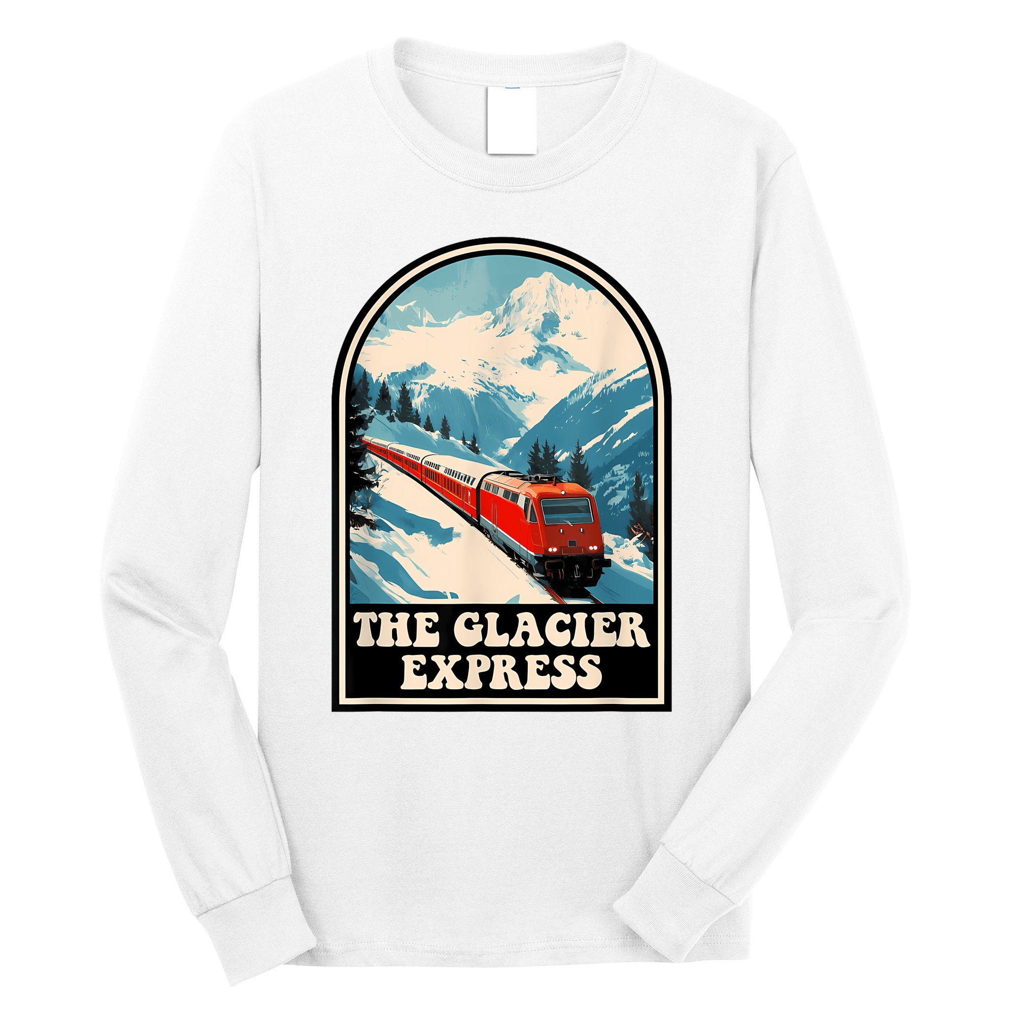 The Glacier Express Switzerland Swiss Train Mountains Winter Long Sleeve Shirt