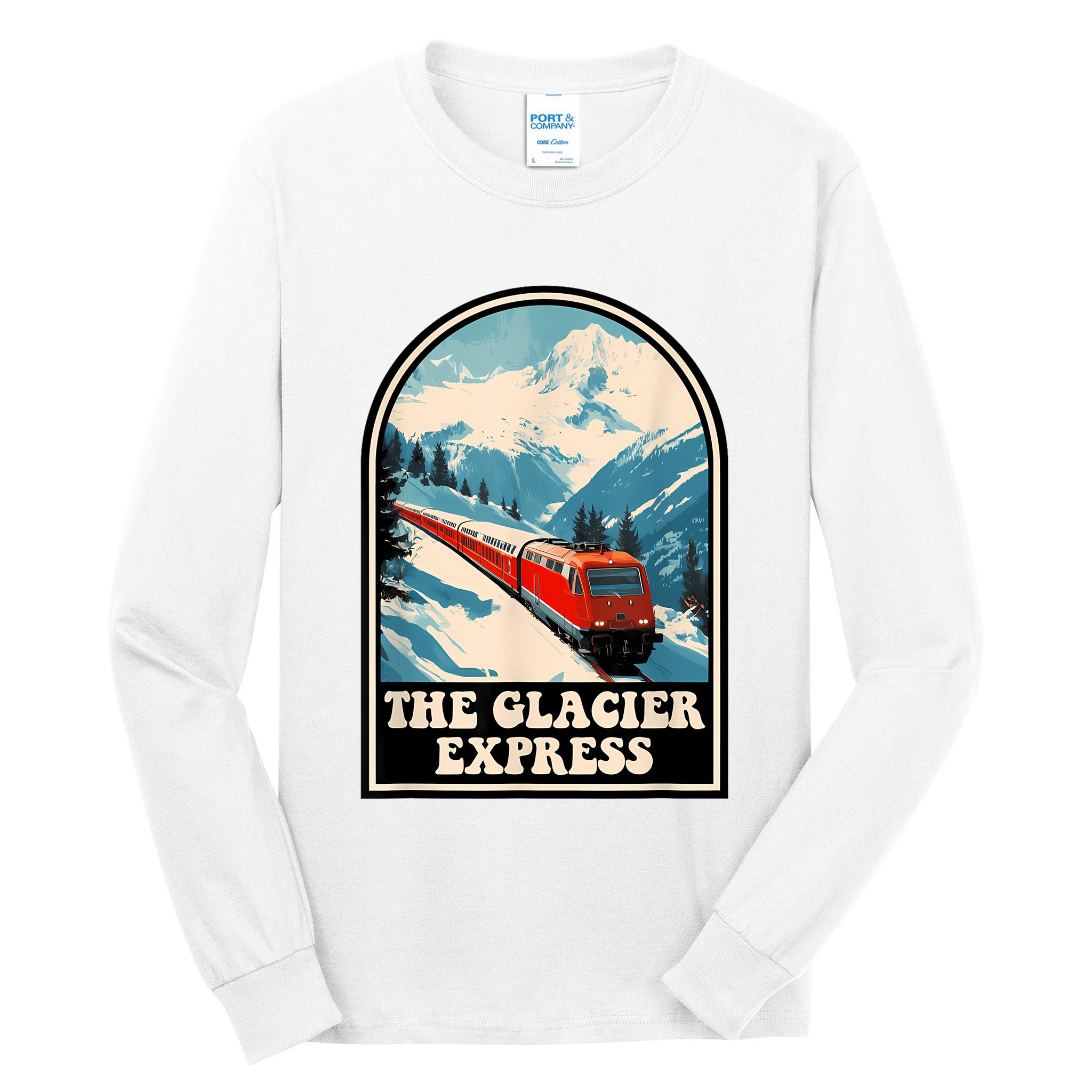 The Glacier Express Switzerland Swiss Train Mountains Winter Tall Long Sleeve T-Shirt