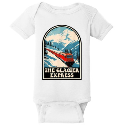 The Glacier Express Switzerland Swiss Train Mountains Winter Baby Bodysuit