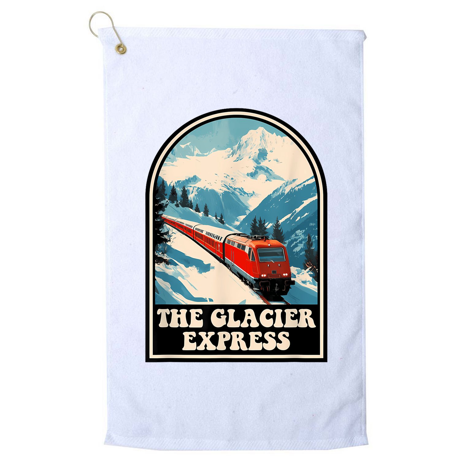 The Glacier Express Switzerland Swiss Train Mountains Winter Golf Towel