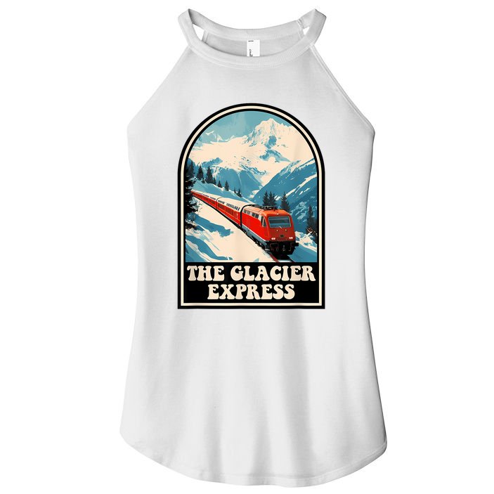 The Glacier Express Switzerland Swiss Train Mountains Winter Women's Perfect Tri Rocker Tank