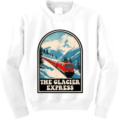 The Glacier Express Switzerland Swiss Train Mountains Winter Kids Sweatshirt