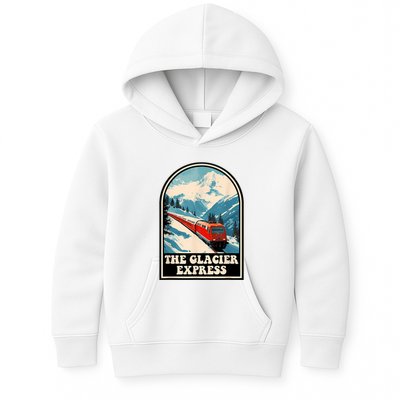 The Glacier Express Switzerland Swiss Train Mountains Winter Kids Hoodie