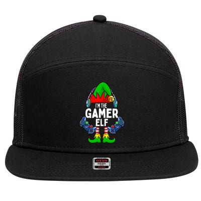 The Gamer ELF Matching Family Christmas Holiday Xmas 7 Panel Mesh Trucker Snapback Hat