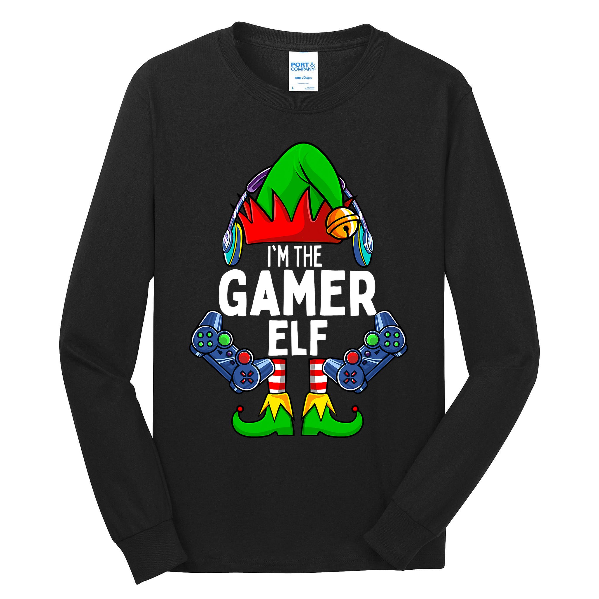 The Gamer ELF Matching Family Christmas Holiday Xmas Tall Long Sleeve T-Shirt