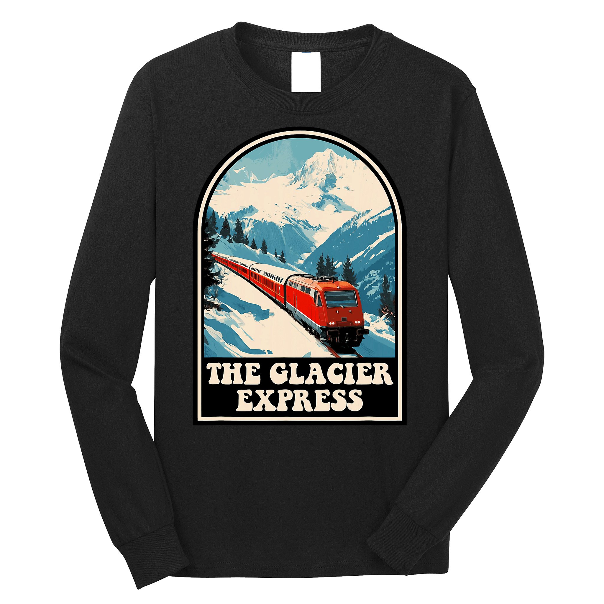 The Glacier Express Switzerland Swiss Train Mountains Winter Long Sleeve Shirt