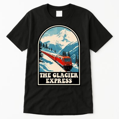 The Glacier Express Switzerland Swiss Train Mountains Winter Tall T-Shirt