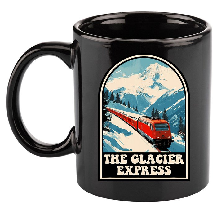The Glacier Express Switzerland Swiss Train Mountains Winter 11oz C Handle Ceramic Mug