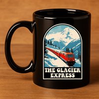 The Glacier Express Switzerland Swiss Train Mountains Winter 11oz C Handle Ceramic Mug
