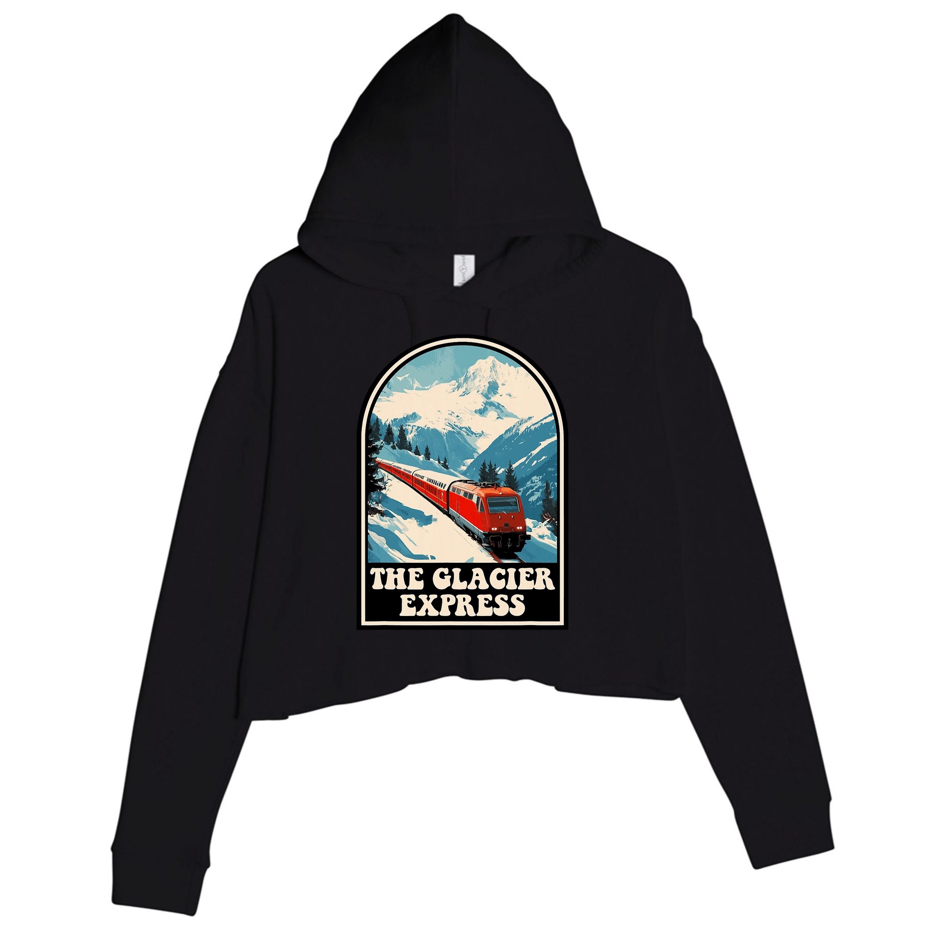 The Glacier Express Switzerland Swiss Train Mountains Winter Crop Fleece Hoodie