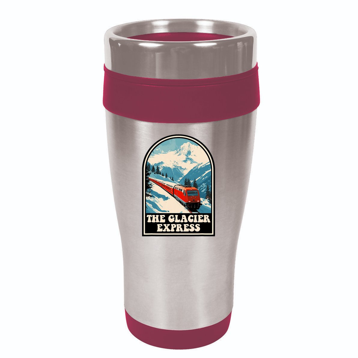 The Glacier Express Switzerland Swiss Train Mountains Winter 16oz Travel Tumbler