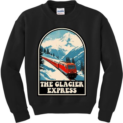 The Glacier Express Switzerland Swiss Train Mountains Winter Kids Sweatshirt
