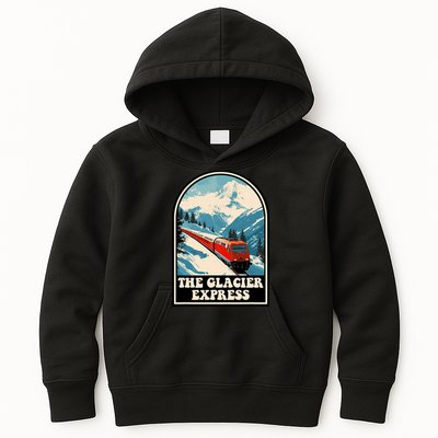 The Glacier Express Switzerland Swiss Train Mountains Winter Kids Hoodie