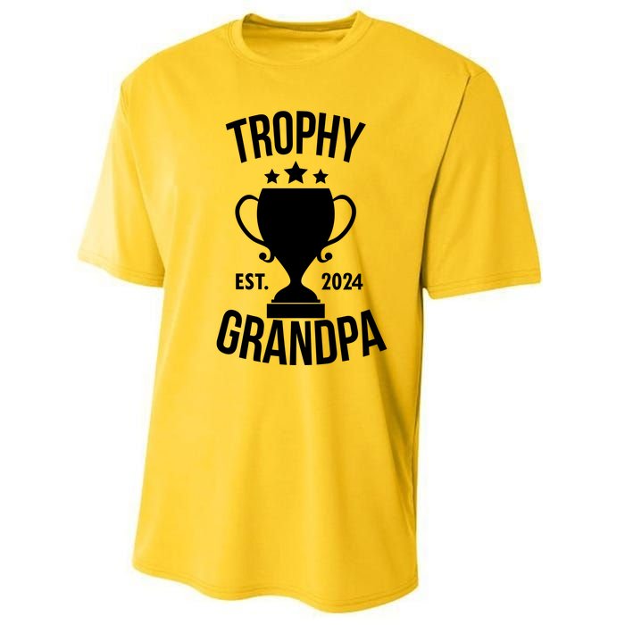 Trophy Grandpa Est 2024 Performance Sprint T-Shirt