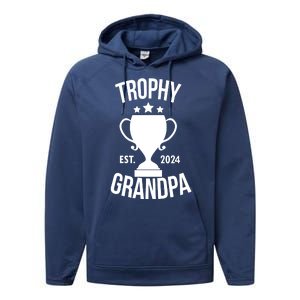 Trophy Grandpa Est 2024 Performance Fleece Hoodie