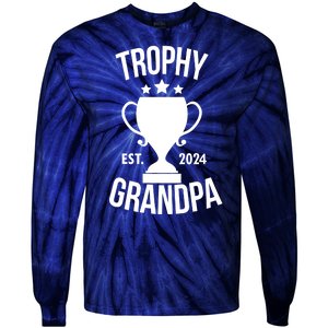 Trophy Grandpa Est 2024 Tie-Dye Long Sleeve Shirt