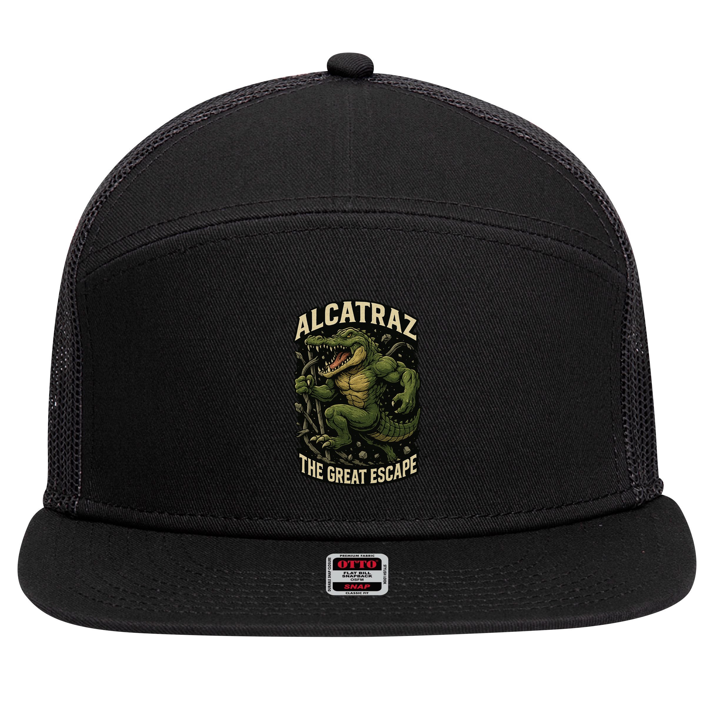 The Great Escape Alligator Alcatraz 7 Panel Mesh Trucker Snapback Hat