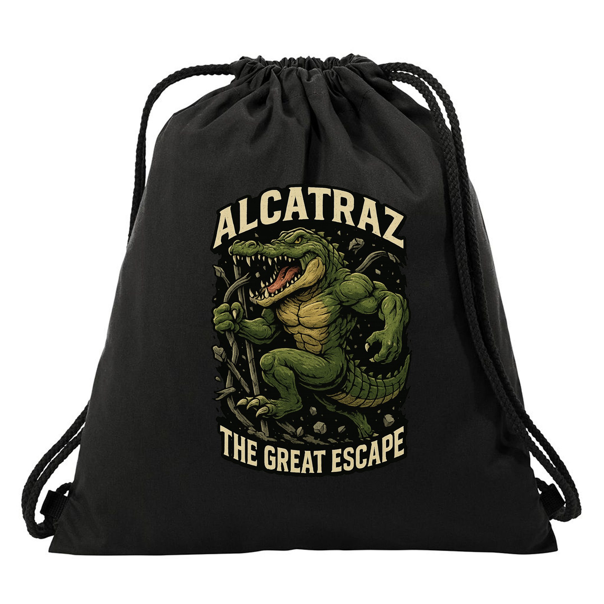 The Great Escape Alligator Alcatraz Drawstring Bag