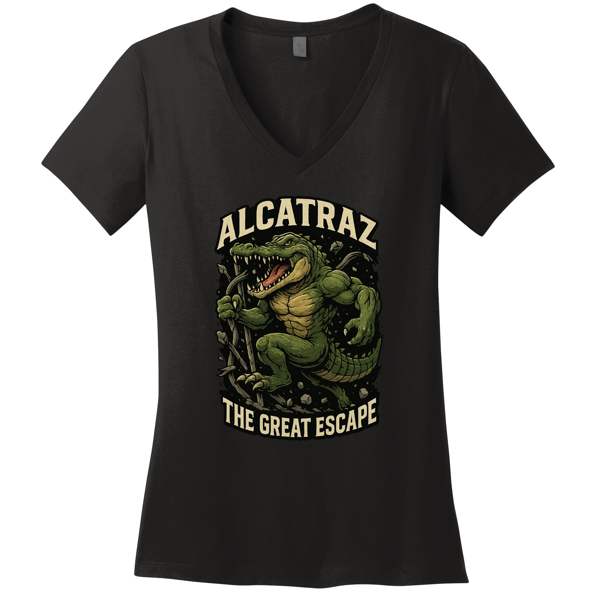 The Great Escape Alligator Alcatraz Women's V-Neck T-Shirt