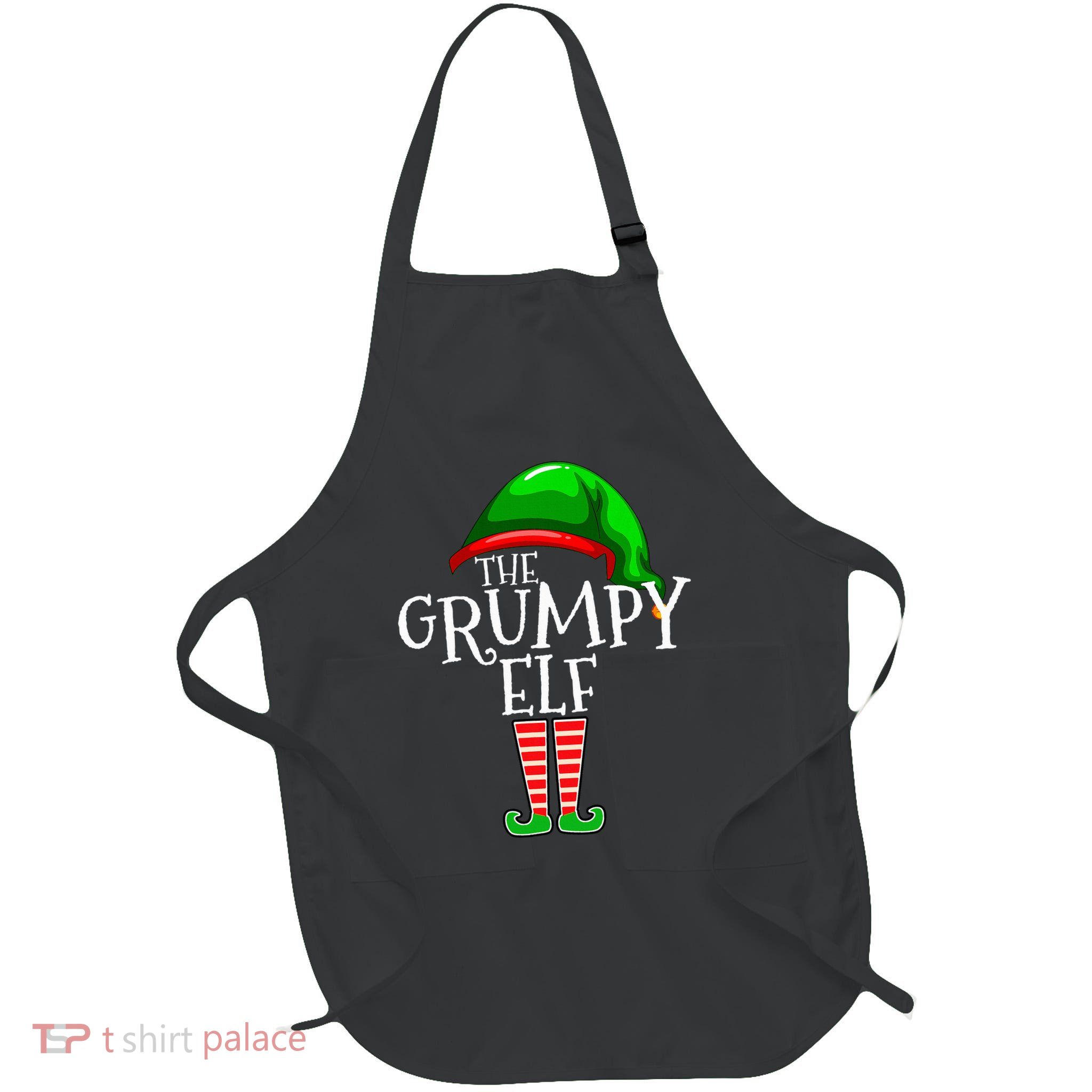 The Grumpy Elf Family Matching Group Christmas Full-Length Apron With Pockets