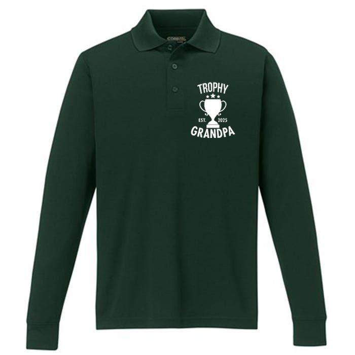 Trophy Grandpa Est 2025 Performance Long Sleeve Polo