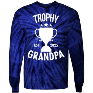 Trophy Grandpa Est 2025 Tie-Dye Long Sleeve Shirt