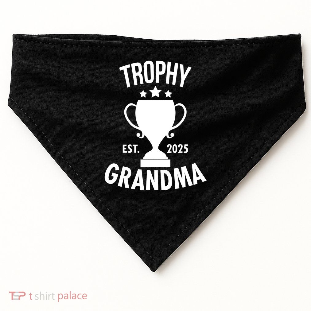 Trophy Grandma Est 2025 USA-Made Doggie Bandana