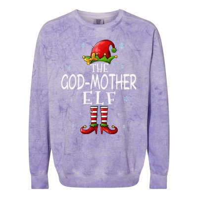 The Godmother Elf Funny Grandma Groupe Matching Christmas Gift Colorblast Crewneck Sweatshirt