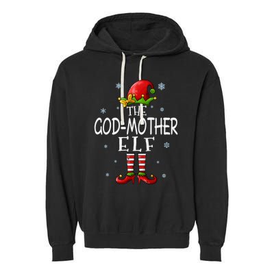 The Godmother Elf Funny Grandma Groupe Matching Christmas Gift Garment-Dyed Fleece Hoodie