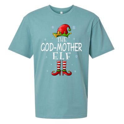 The Godmother Elf Funny Grandma Groupe Matching Christmas Gift Sueded Cloud Jersey T-Shirt