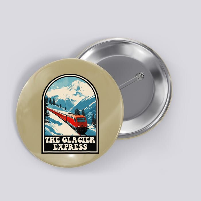 The Glacier Express Switzerland Swiss Train Mountains Winter Button