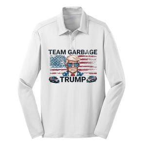 Team Garbage For Trump 2024 Funny Conservative Republican Silk Touch Performance Long Sleeve Polo