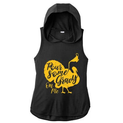 Thanksgiving Gravy Feast Pour on the Joy! Ladies PosiCharge Tri-Blend Wicking Draft Hoodie Tank