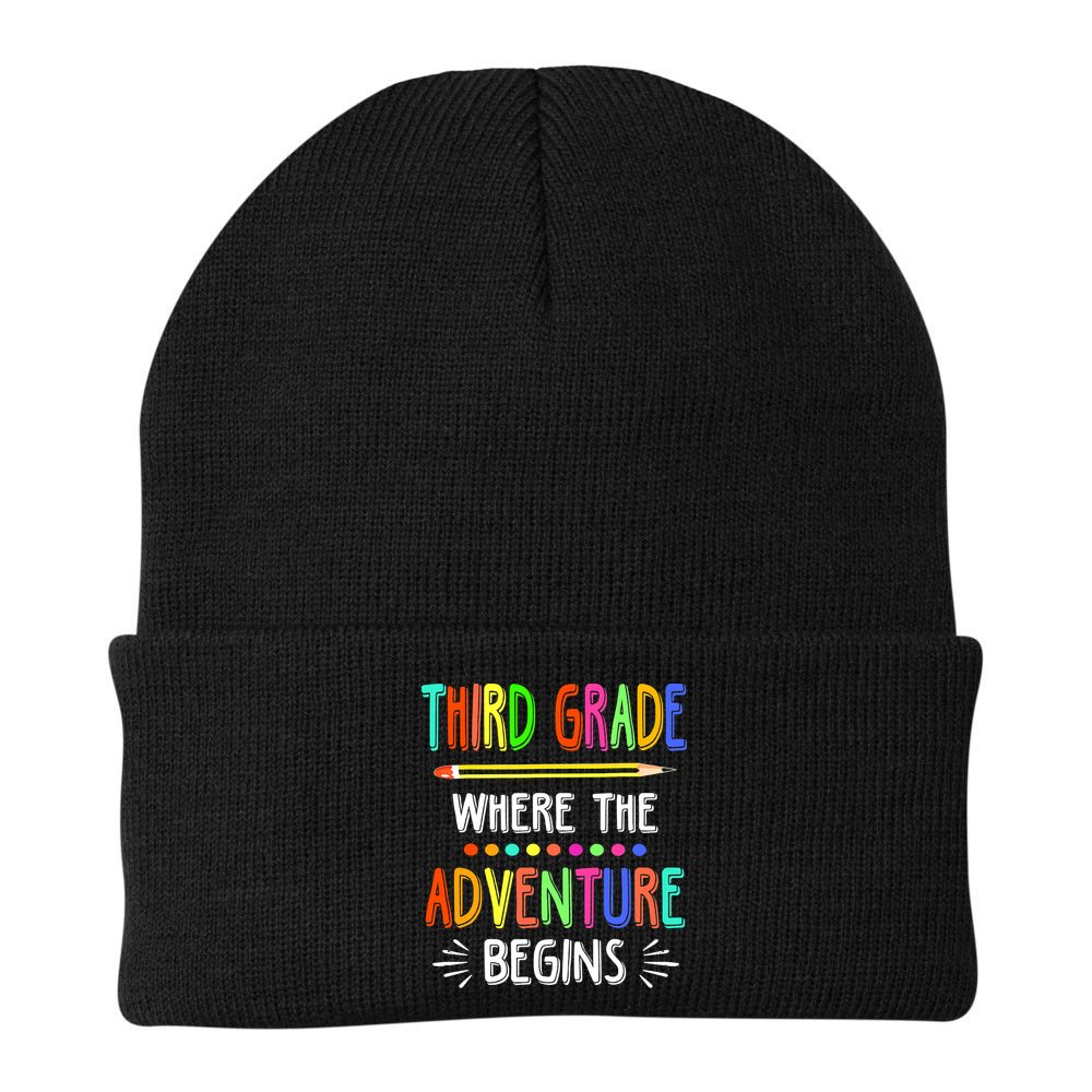 Third Grade Funny Where The Adventure Begins Teacher Beanie