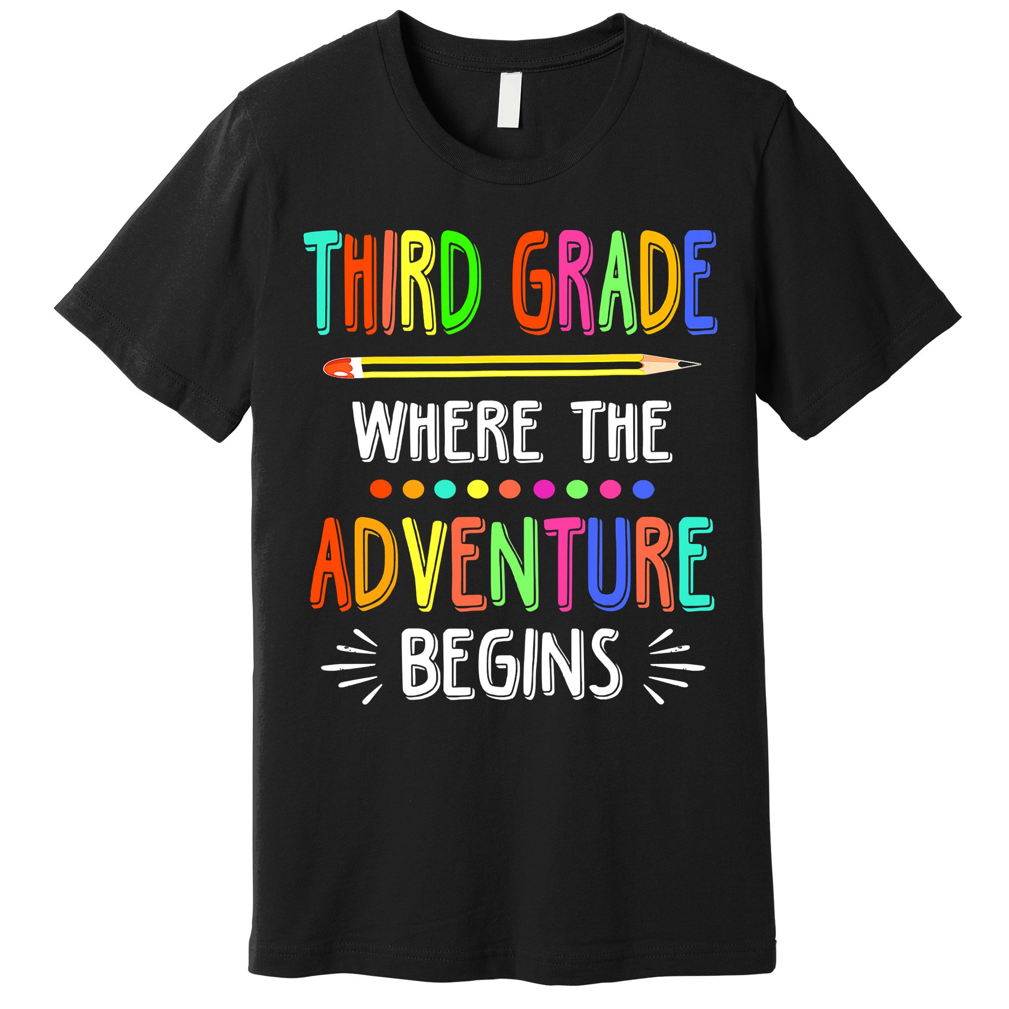 Third Grade Funny Where The Adventure Begins Teacher Premium T-Shirt
