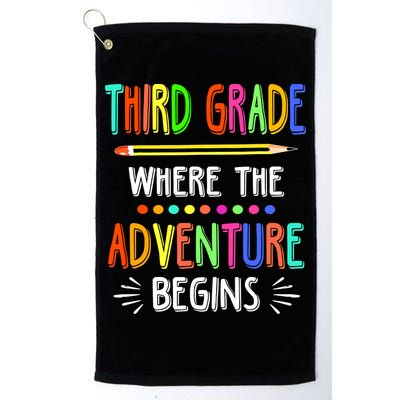 Third Grade Funny Where The Adventure Begins Teacher Golf Towel