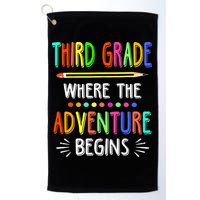 Third Grade Funny Where The Adventure Begins Teacher Golf Towel