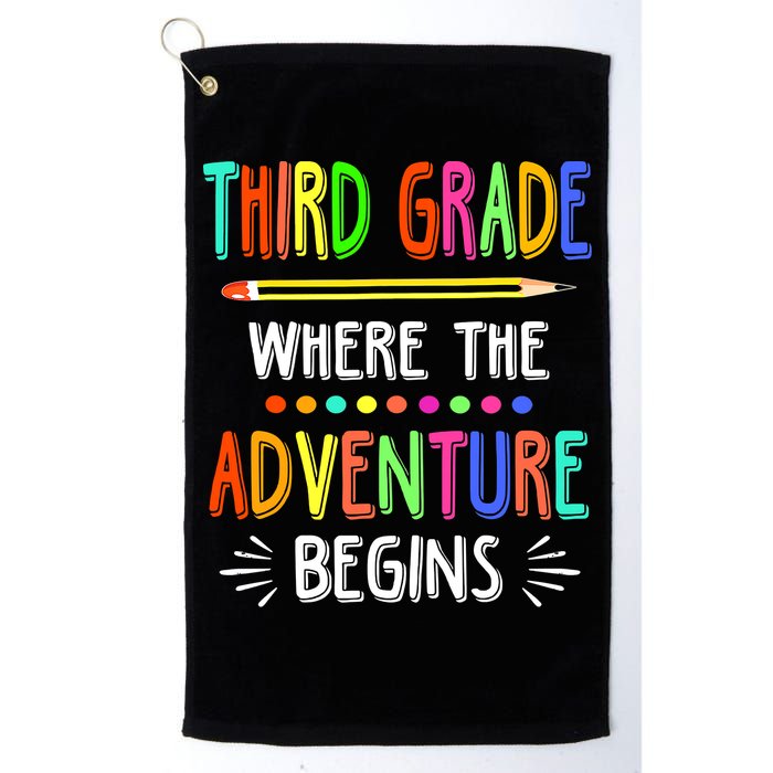 Third Grade Funny Where The Adventure Begins Teacher Golf Towel