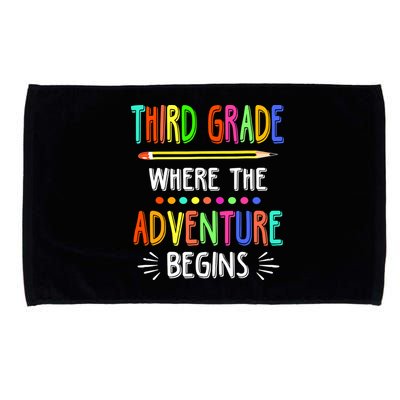 Third Grade Funny Where The Adventure Begins Teacher Microfiber Hand Towel