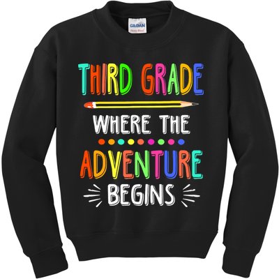 Third Grade Funny Where The Adventure Begins Teacher Kids Sweatshirt