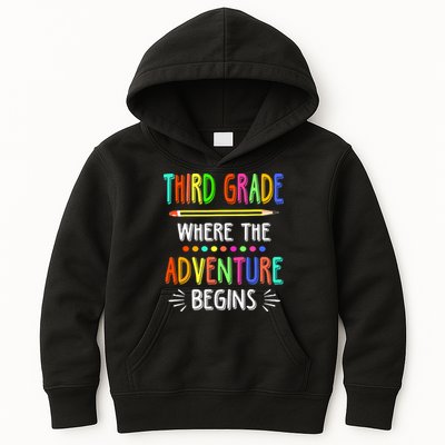 Third Grade Funny Where The Adventure Begins Teacher Kids Hoodie