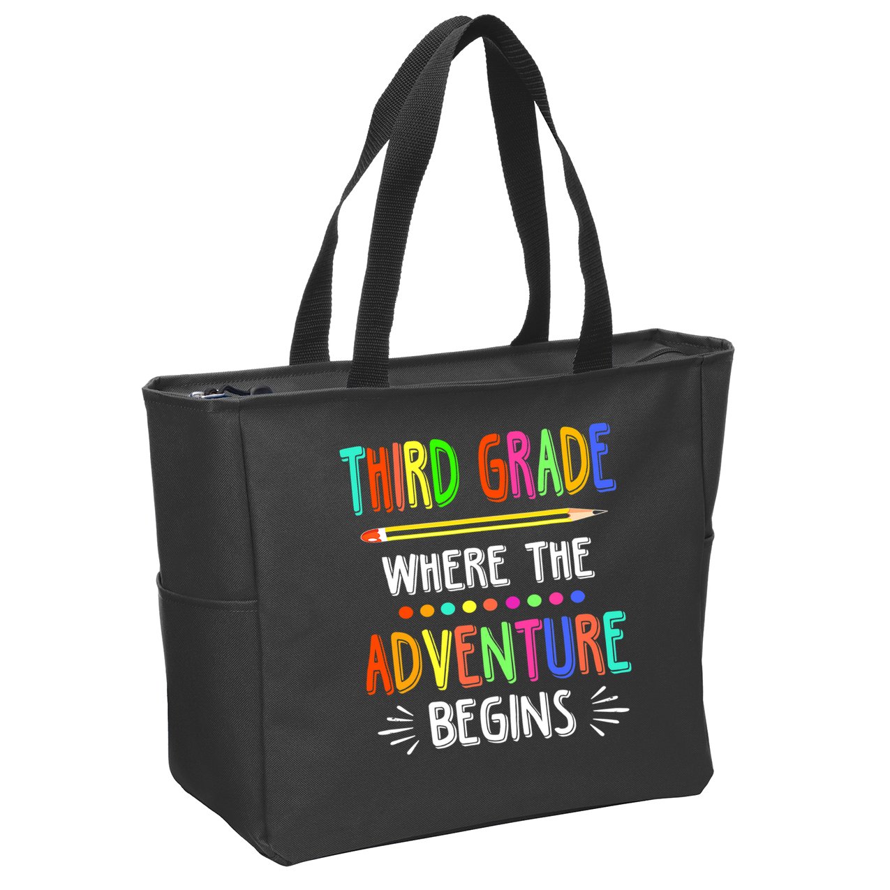 Third Grade Funny Where The Adventure Begins Teacher Zip Tote Bag