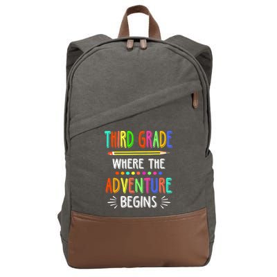 Third Grade Funny Where The Adventure Begins Teacher Cotton Canvas Backpack