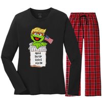 Trump Garbage Funny Gift Women's Long Sleeve Flannel Pajama Set 