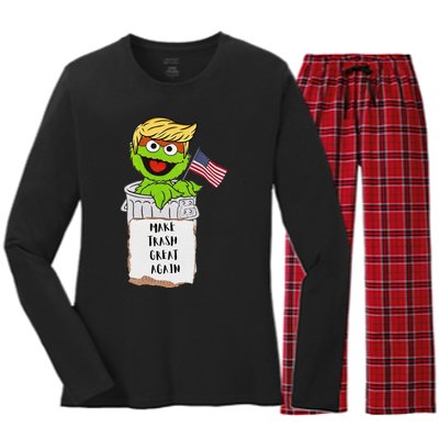 Trump Garbage Funny Gift Women's Long Sleeve Flannel Pajama Set 