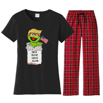 Trump Garbage Funny Gift Women's Flannel Pajama Set