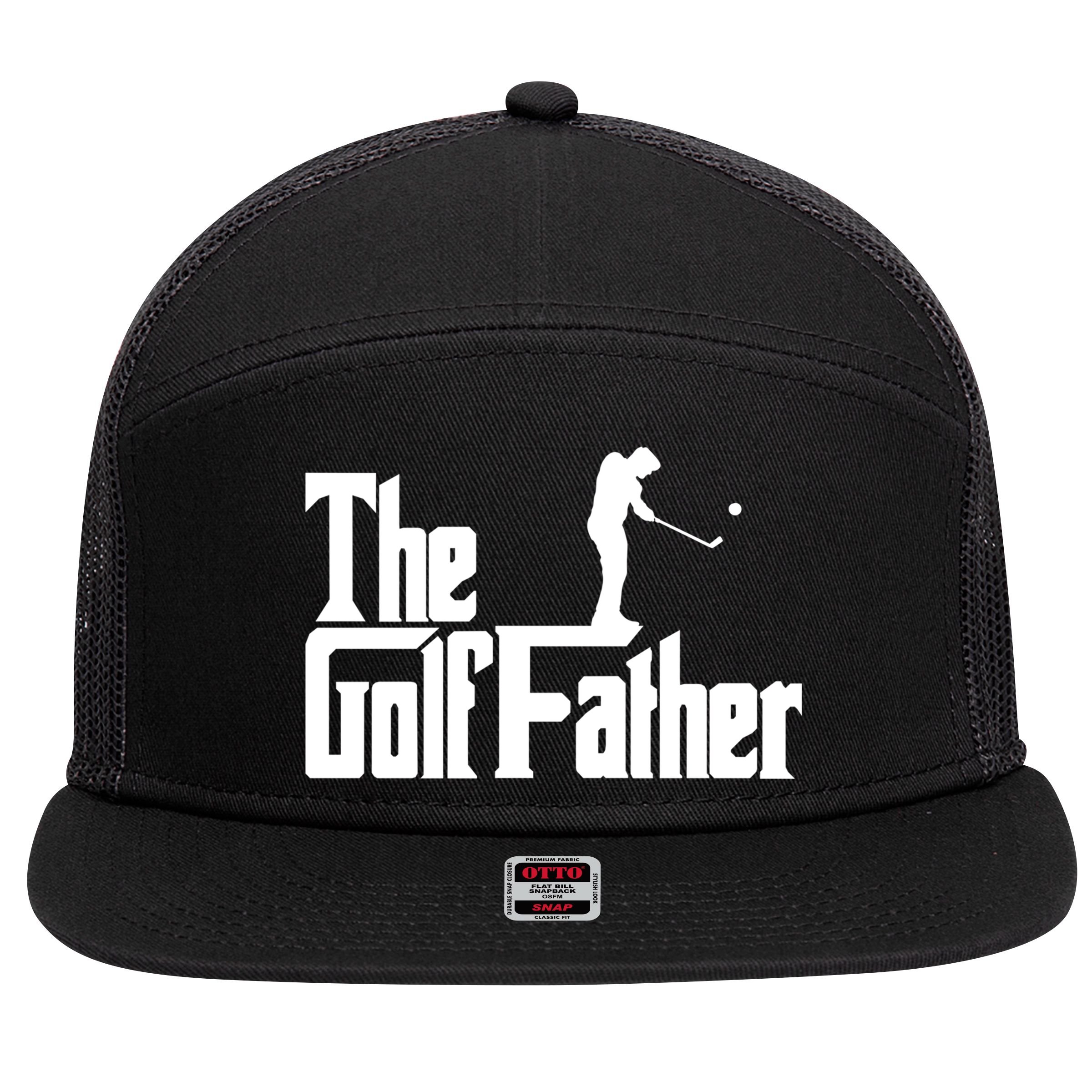 The Golffather Funny Golf Design Golfer Gift 7 Panel Mesh Trucker Snapback Hat