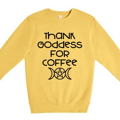 Thank Goddess For Coffee Addicts Wiccan Pagan Cheeky Witch Gift Premium Crewneck Sweatshirt