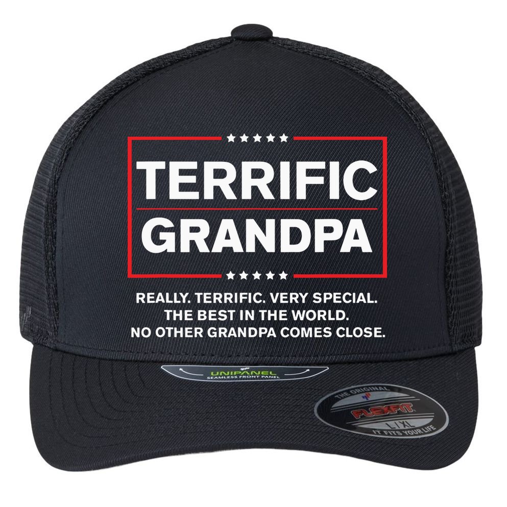 Terrific Grandpa Funny Donald Trump Campaign Style Flexfit Unipanel Trucker Cap