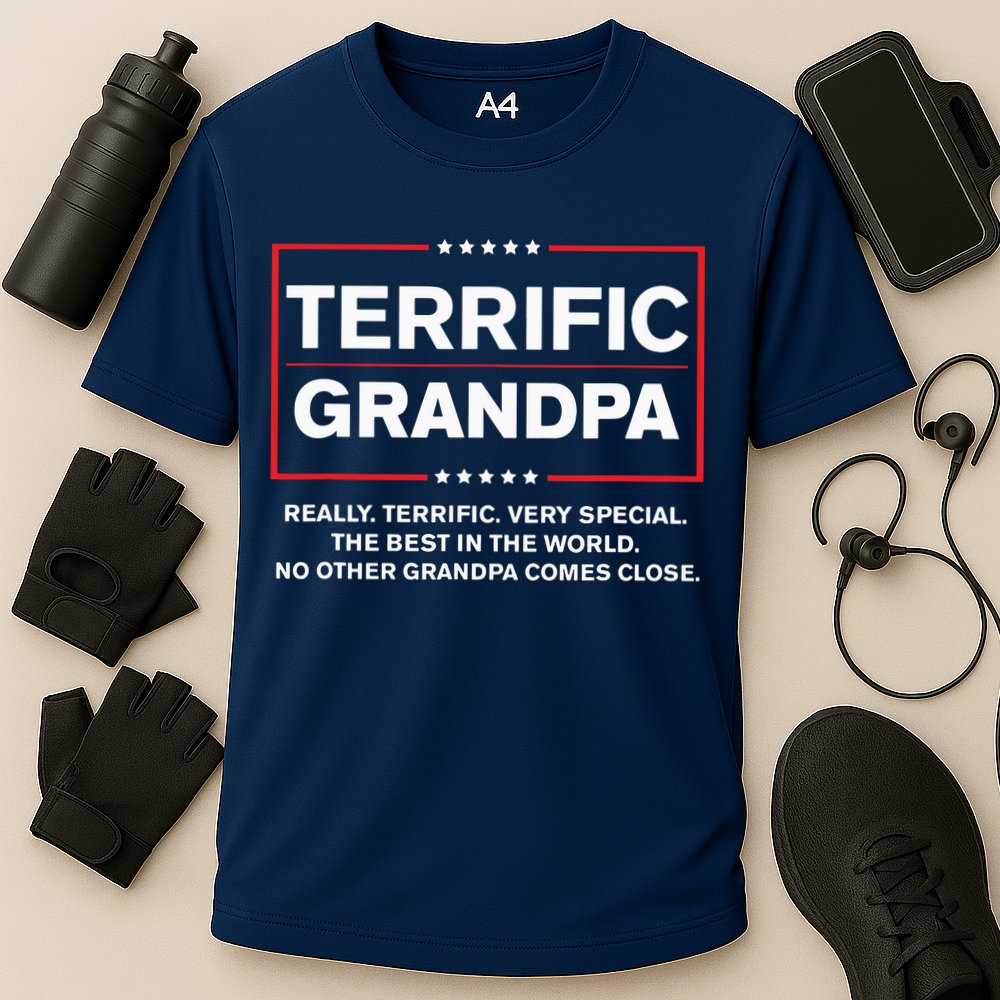 Terrific Grandpa Funny Donald Trump Campaign Style Cooling Performance Crew T-Shirt